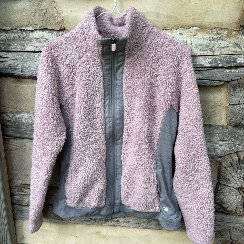 FILA Sport Women's Performance Pink and Gray Fleece Full Zip Jacket Size M